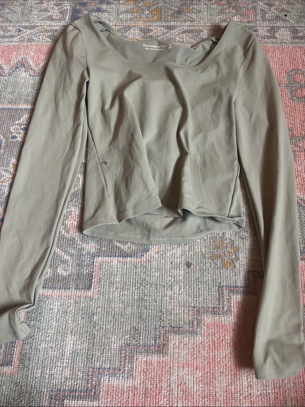 Abercrombie & Fitch Sage Green Long Sleeve Scoop Neck Top
